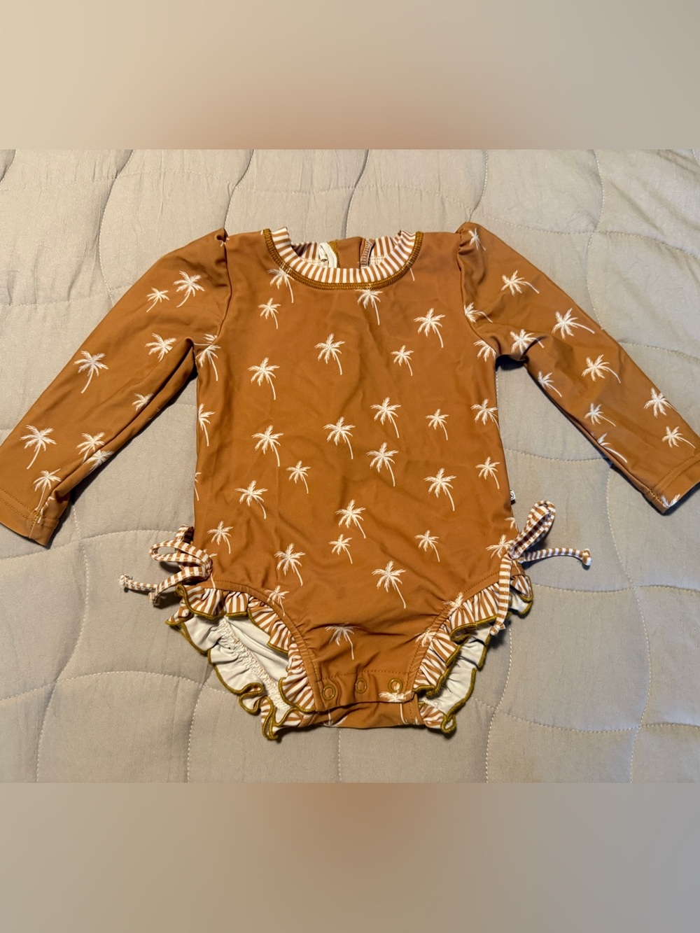 Caden Lane Island Vibes Long Sleeve Rash Guard Baby Girl Swimsuit 12-18 Months